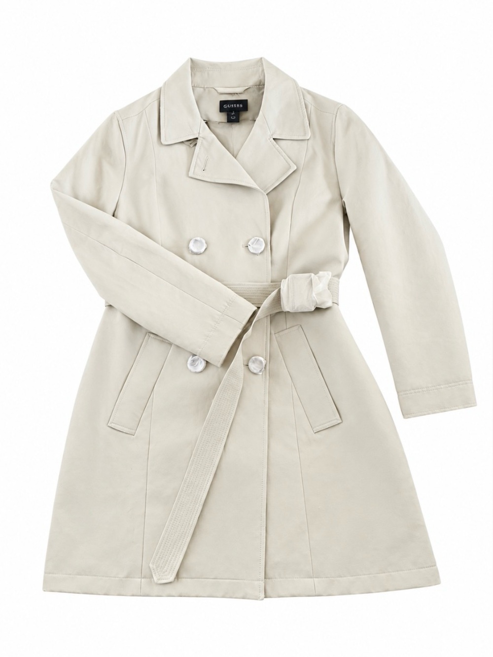 NWT Reitmans Cream Double-Breasted Trench Coat with Belt